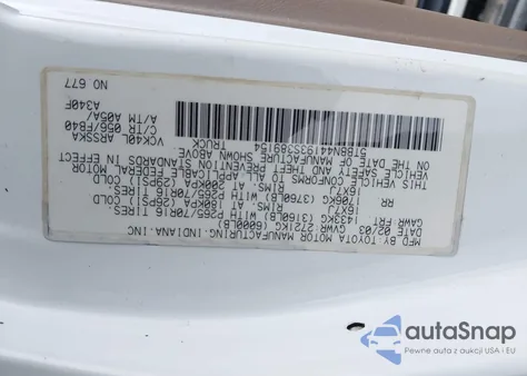 2003 Toyota Tundra Sr5 z USA, uszkodzony, nr VIN 5TBBN44193S389154